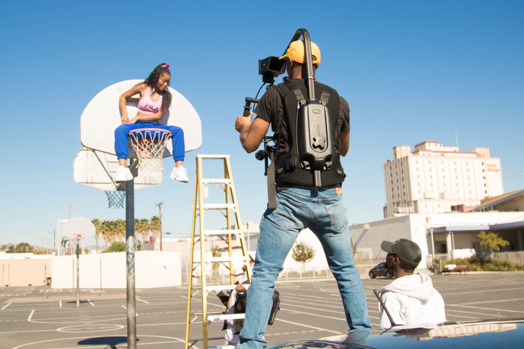 OnCue Digital videographer filming on location in Long Beach